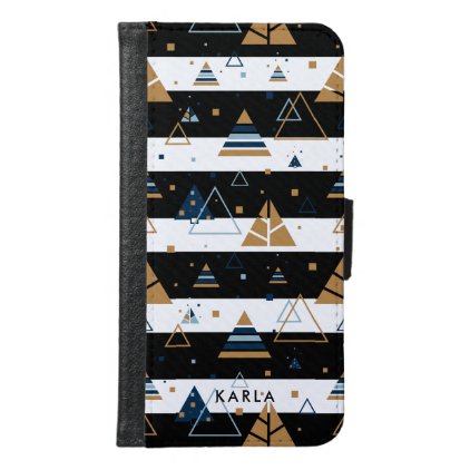 Colorful Triangles-Black &amp; White Stripes Pattern 2 Wallet Phone Case For Samsung Galaxy S6