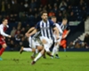 Jay Rodriguez scores a penalty for West Brom against Arsenal