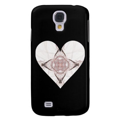 Pink Fractal Heart on Black Samsung S4 Case