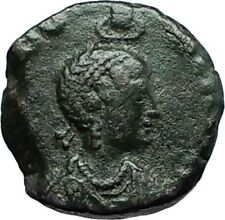 EUDOXIA Arcadius Wife 401AD Authentic Ancient Roman Coin VICTORY CHI-RHO i66388
