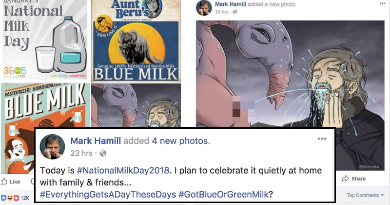 Mark Hamill Shares Hilarious Illustration to Facebook in Honor of 'National Milk Day' and People Are Confused