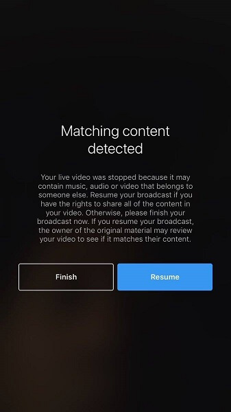 Instagram will now interrupt a live video if it detects that the audio, music, or video content being streamed infringes on someone else's copyright.