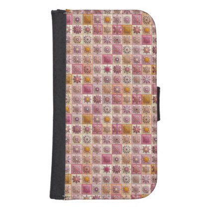 Vintage patchwork with floral mandala elements wallet phone case for samsung galaxy s4
