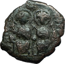 JUSTIN II & Sophia 565AD Half Follis Antioch Ancient Byzantine Coin CROSS i66285