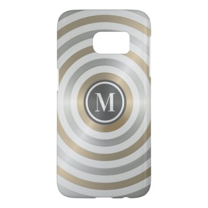 Cool Designer Metal Stripe Pattern Grey Monogram Samsung Galaxy S7 Case