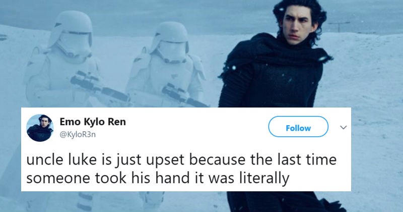 Emo Kylo Ren returns to Twitter with a fiery vengeance.