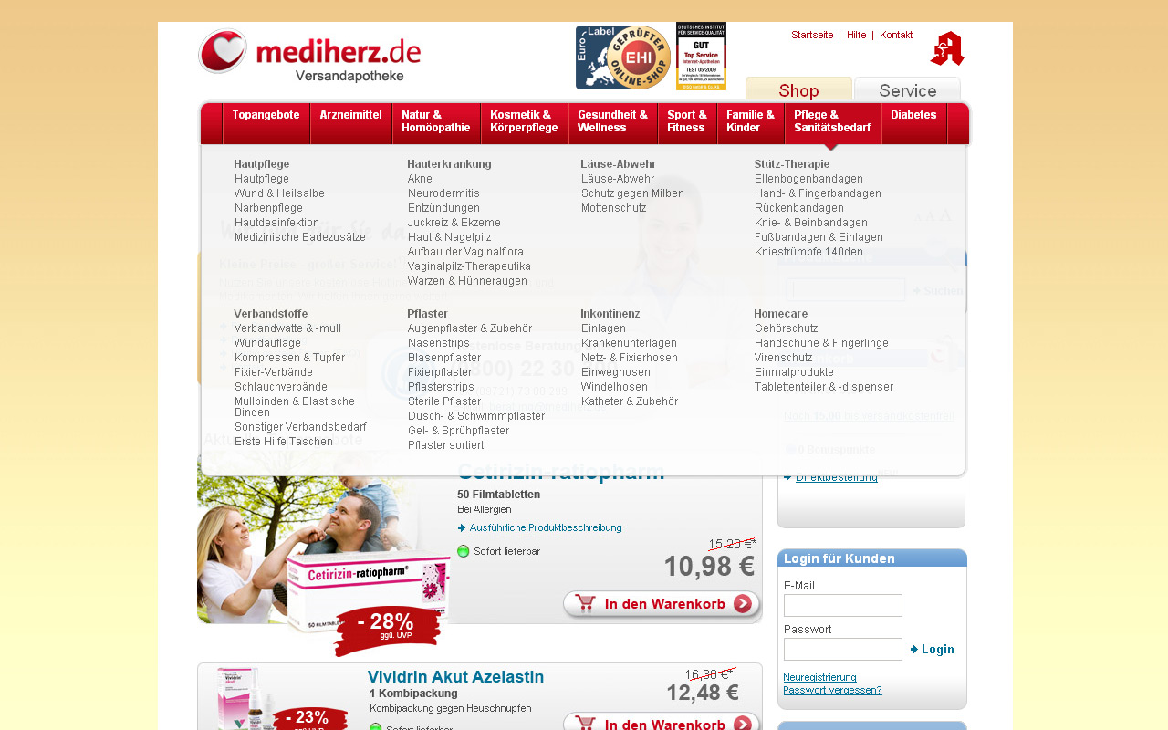 Beispiel für Gruppierung (Mediherz.de)