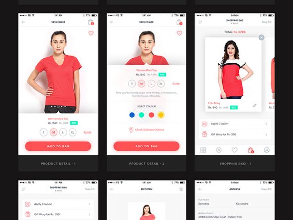 3 UI kit for ecommerce mobile app