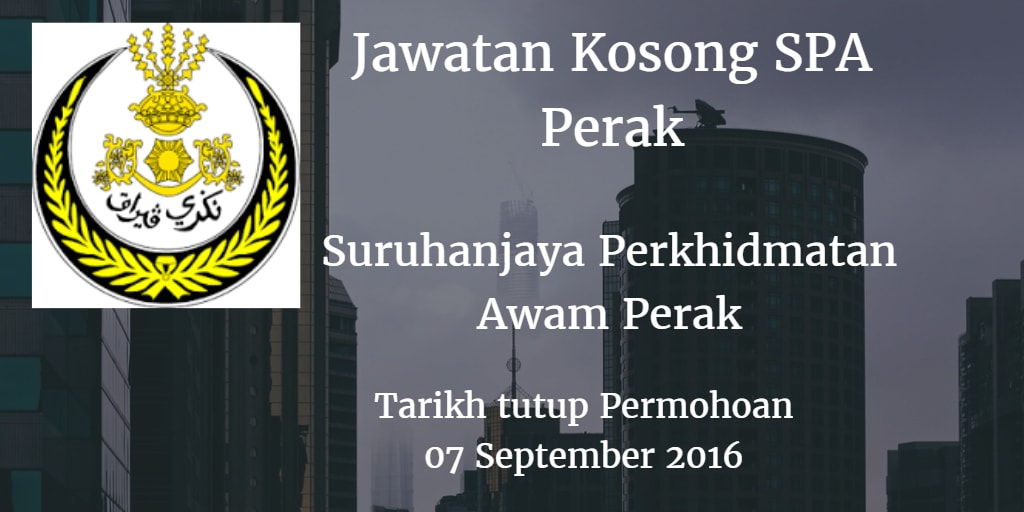 Jawatan kosong SPA Perak 07 September 2016