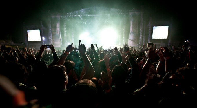 Crowd dancing at a music festival