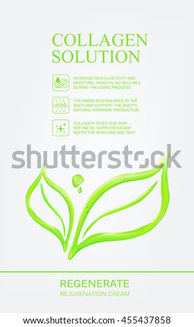 Abstract flower leaf in form of water drop. Skin care cosmetics for beauty skin. Organic cosmetic and skin care cream label template over white background. Vector illustration.