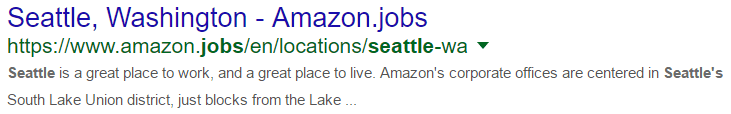 Amazon - Seattle - SERP Result