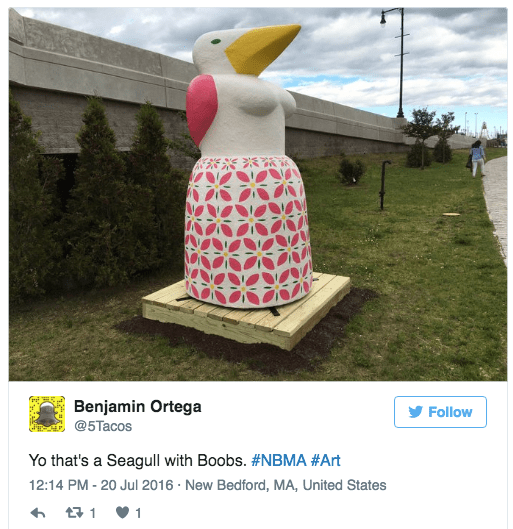 image wtf statue Drama Plagues a Small Town as They Argue Over This Seagull With Boobs