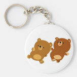 Cute Facetious Cartoon Bears Basic Round Button Keychain