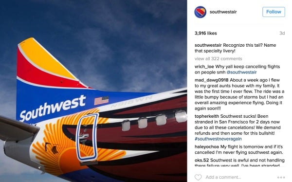 Southwest Social Media Crisis Instagram
