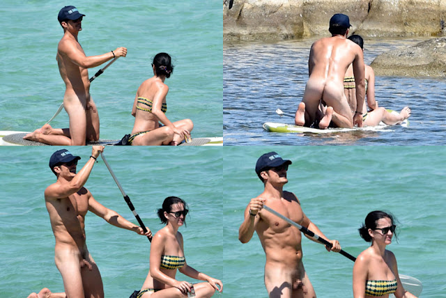 UNCENSORED: Orlando Bloom Paddles Naked In Italy Beach.