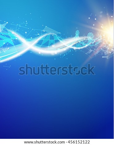 Blue background with DNA. Blue background and abstract molecular connection with DNA molucule.