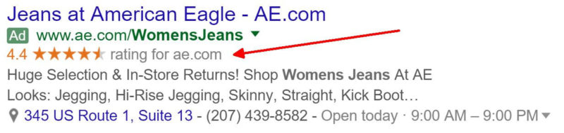 AdWords Seller Ratings extensions show automatically in ads when certain criteria are met.
