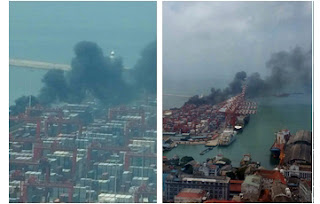  Tyres catch fire at Colombo Port