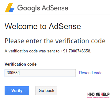 verification code dale adsense account me
