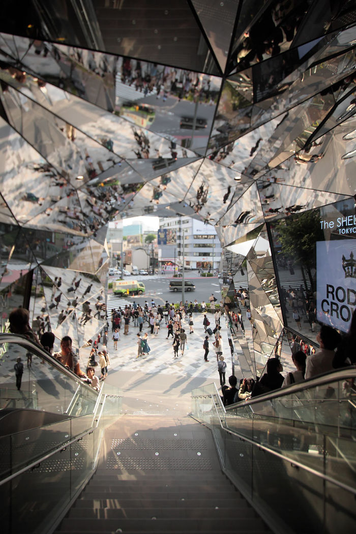 Mirrored Entrance To 'Tokyu Plaza Omotesando Harajuku' Shopping Complex In Tokyo, Japan