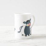 Cute Cartoon Belted Galloway Cow and Calf Tea Cup