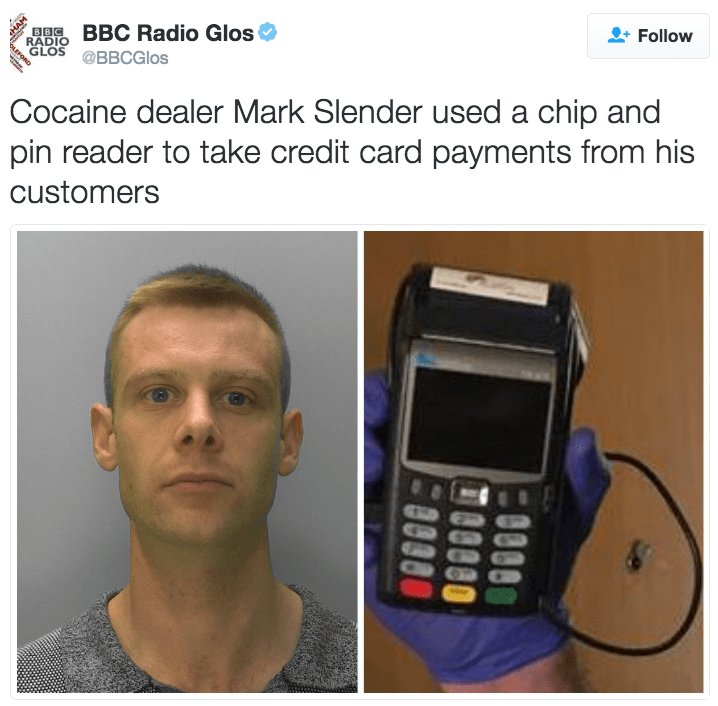 funny fail image drug dealer busted for using credit card machine