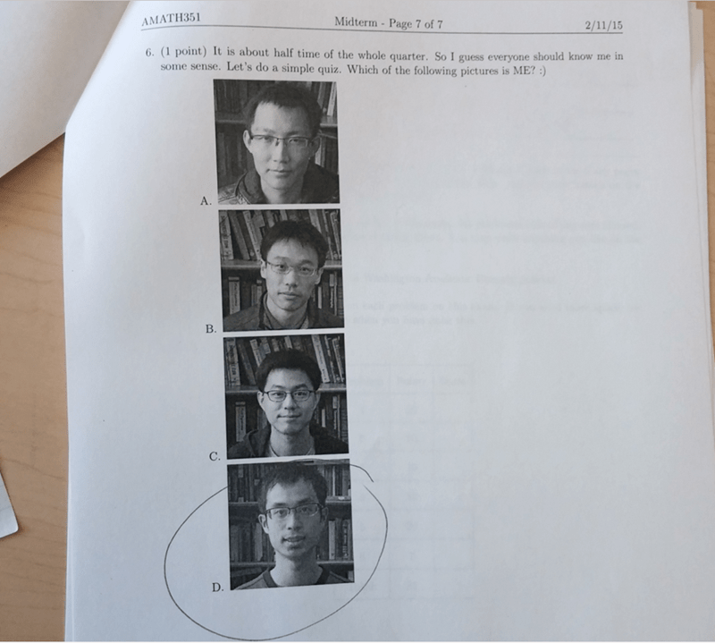 funny school image TA adds picture question of which he is on exam for maximum shame