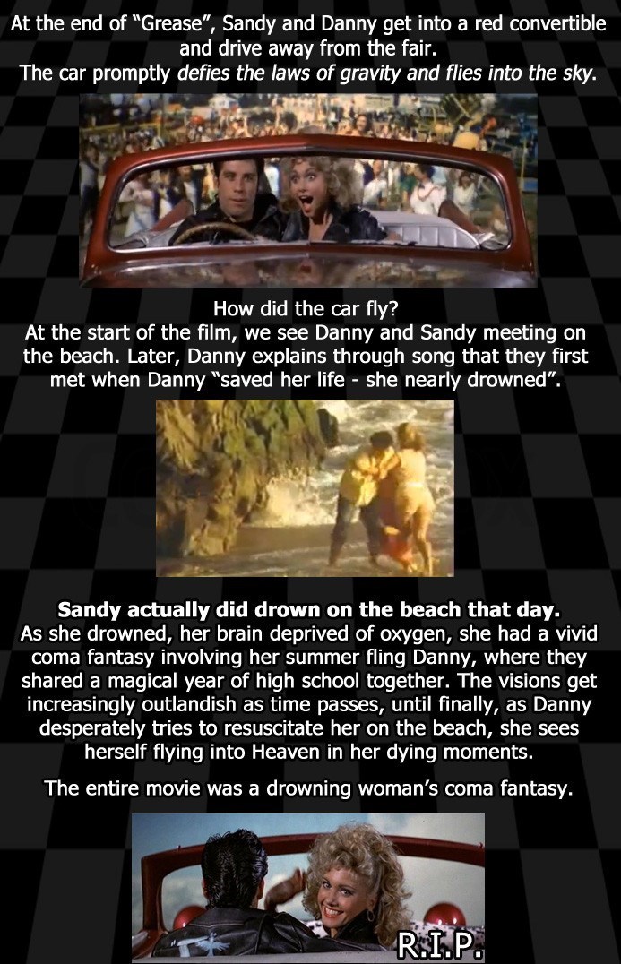 image fan theory grease Grease Fan Theory Suggests That Sandy Didn't Have a Happy Ending After All