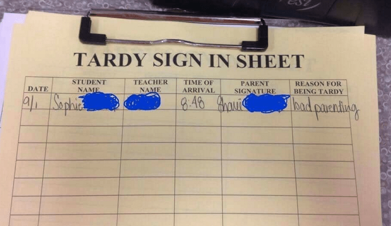 funny school image bad parenting as tardy sheet excuse
