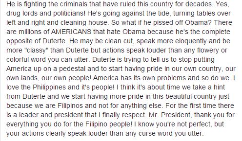 Fil-Am Singer Pays Highest Respect To Duterte Saying 'For The First Time There Is Finally A Leader And President That I Finally Respect'