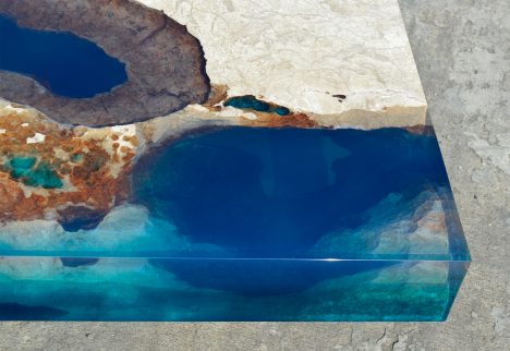 Alexandre Chapelin cut stone resin tables