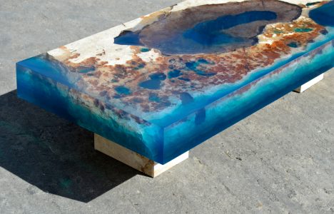 Alexandre Chapelin cut stone resin tables
