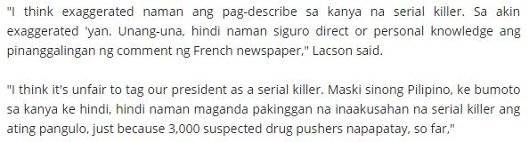 Sotto, Lacson, Pimentel Outraged At French Newspaper's Article Calling Duterte A Serial Killer
