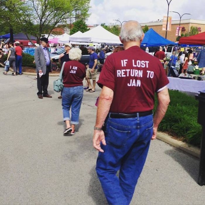 Wearing Matching T-Shirts: If Lost Return To Jan. He Stayed With Her The Whole Time