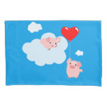 The Wings of Love (Cute Cartoon Pigs) Pillowcase