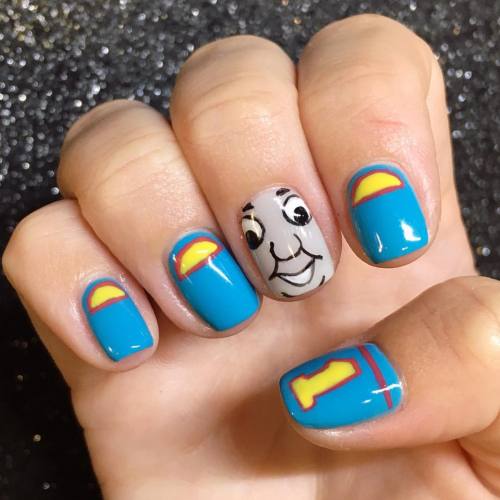 Thomas the Train nail art for @kelly_m_kirsch’s...