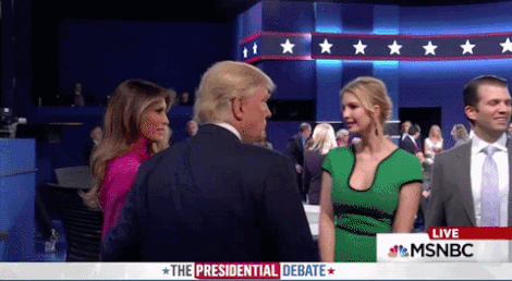 funny political fail gif Trump kiss rejected by daughter after debate
