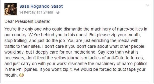 'Zip Your Mouth, Carry On With Your Work” Netizen Appeals to Duterte