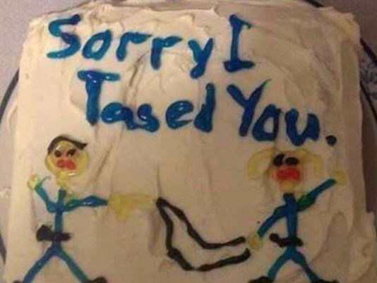 funny fail image news florida woman gets tased by cop and then given apology cake