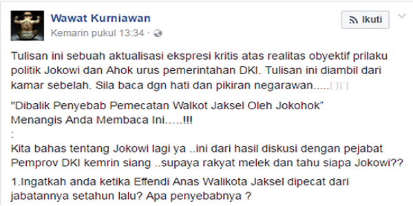 Mantan Donatur Jokowi BONGKAR Penyebab Pemecatan Effendi Anas Oleh Ahok