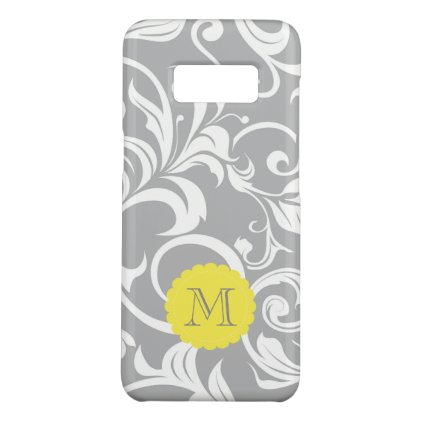 Cool Gray Yellow Floral Wallpaper Swirl Monogram Case-Mate Samsung Galaxy S8 Case