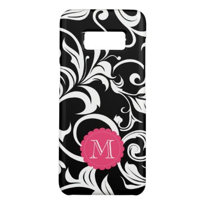 Cute Black Pink Floral Wallpaper Swirl Monogram Case-Mate Samsung Galaxy S8 Case