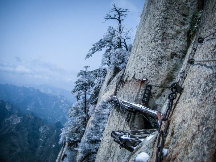 cliffside path in china mount hua