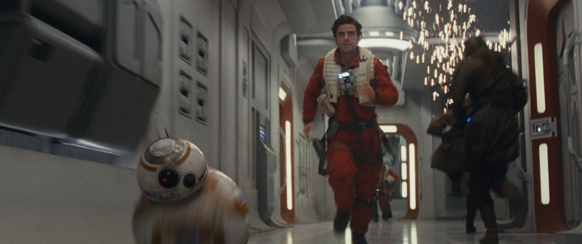 Star Wars: The Last JediL to R: BB-8 and Poe Dameron (Oscar Isaac)Photo: Film Frames Industrial Light & Magic/LucasfilmÂ©2017 Lucasfilm Ltd. All Rights Reserved.