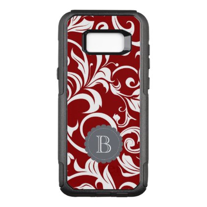 Elegant Red Wine Floral Wallpaper Swirl Monogram OtterBox Commuter Samsung Galaxy S8+ Case