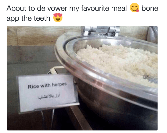 funny fail image rice herpes sign