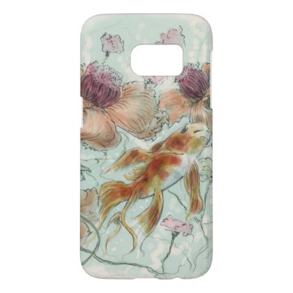 watercolored flowers and fishes 2 samsung galaxy s7 case
