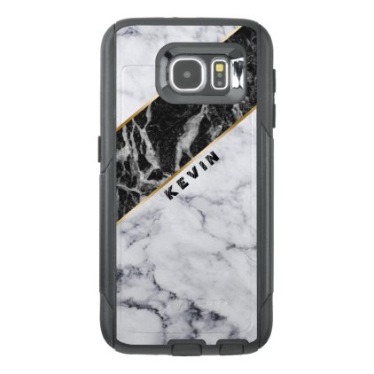 Modern White & Black Marble Geometric Design OtterBox Samsung Galaxy S6 Case