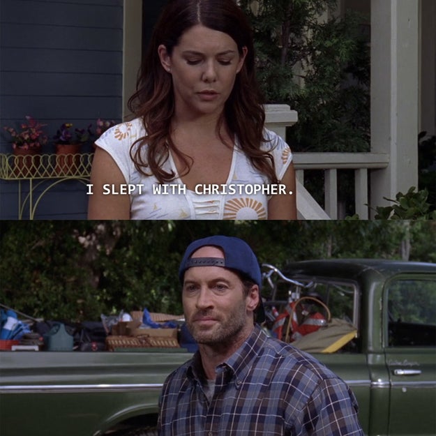 Luke fights to get Lorelai back, but she tells him about Christopher. That’s when they’re ~seemingly~ done for good.